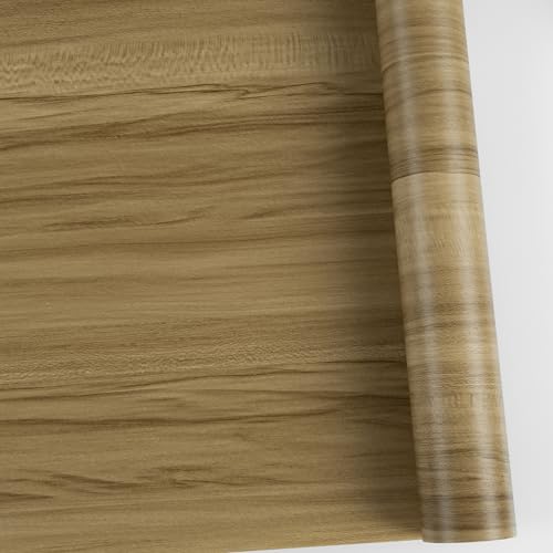 Abyssaly Papier Adhesif pour Meuble Effet Bois Marron, Film Papier Autocollant pour Meuble, Rouleau Revetement Vinyl Adhesif Decoratif Protection Mur, Travail,...