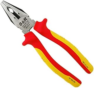 S&R VDE- Combination Insulated 1000V Pliers 200mm Universal Pliers, Jaws 41 mm, VDE Series 1000V