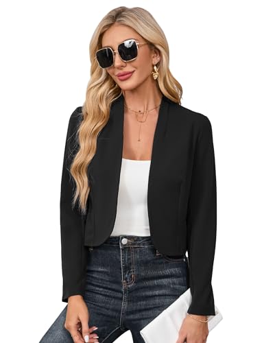 YesFashion Blazer Damen Elegant Langarm Blazer Kurzblazer Offene Jacke Breathable GanzjäHrig Casual Business BüRo