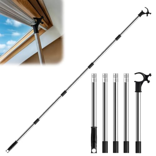 HOVCEH Canne Telescopique pour Stores et Fenêtres De Toit,Crochet amélioré,Perche Telescopique ConçU pour Contrôler Les Lucarnes,Extensible Jusqu'à 186 cm,Perche Pour Fenêtres De Toit et Stores