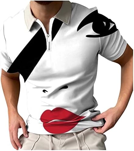 Zipper Lapel Men’s Short 1/4 Fit Printed Sleeves Shirt Slim Shirt Casual Fit Fashion Mens Sweatpants with Pockets