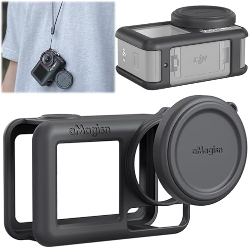 Honbobo Étui de protection pour DJI Osmo Action 5 Pro,Silicone Étui à manches+Capuchon d'objectif Couverture+Lanière,Capuchon de protection Protecteur d'objectif Accessoires pour DJI Osmo Action 5 Pro