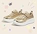 LUCKY STEP Children/Kids/Boys/Girl Glitter Comfort Casual School Low Top Sneaker Strap Athletic Tennis Running Shoes (Gold Glitter,Little Kids 12)