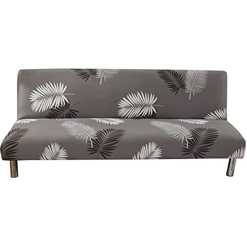 Bestenrose Funda para sofá cama de 3 plazas, funda elástica de poliéster para futón, plegable, para sofá cama, antideslizante, protector elástico lavable (plumas negras grises) Cover