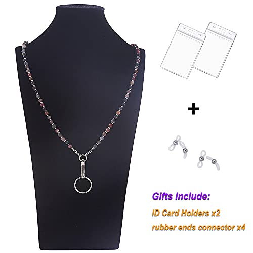C&L Accessories Lanyard For Id Badges Holder, Beaded Cute Lanyard For Keys Neck Lanyards For Glasses Chain Strap For Women (Indian Agate) #TOP2