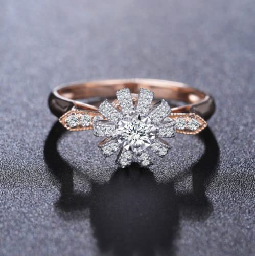 Awmnjtmgpw 925 Sterling Silver Oval Cut creative crown rotating ring Cubic Zircon engagement diamond ring wedding ladies elegant diamond ring size 6-10 (Size 7)4