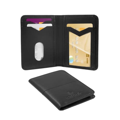 Premium Leather - Layered RFID Bifold - Smart Wallet with Tap to Pay Tech (Black)