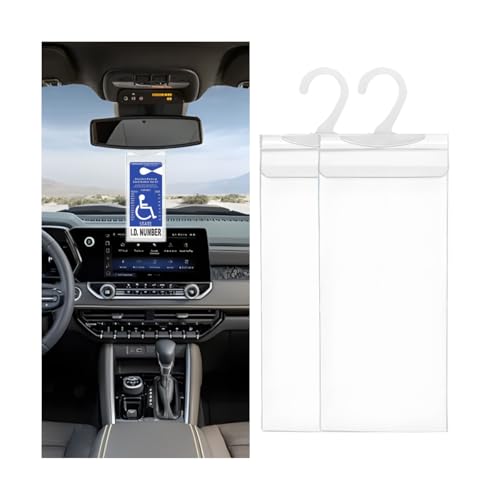 LKAHG - LKAHG 2PCS Car Handicap Placard Holder, Portable ltra Transparent Vehicle Disabled Permit Protective Cover, Handicap Parking Sign Holder with Large Hanger, Universal Automotive Accessories