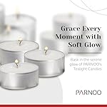 100 Pack Tealight Candles in Metal Cups - Clean, White Unscented with 4.5 Hour Long Burning Time - Votive Candles Bulk for Romantic Dinner, Weddings, Spa & Hotels by PARNOO - Image 2