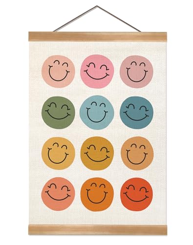 Smiley Face Poster for Babys Boys Girls Kids,Canvas Hanging Poster, Kids Wall Decor Gifts for Classroom Nursery Home school Baby Room Playroom Reading Room Bedroom Front Door-Baby Gifts Shower 12x16inch(Face)