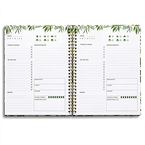 Utytrees Daily Planner Undated: 5.7"X8.5" Daily To Do List Notebook, Efficient Life Planner, Daily Journal With Inner Pocket, Meals Planner, Office Organization Notebooks For Women, Green #TOP2