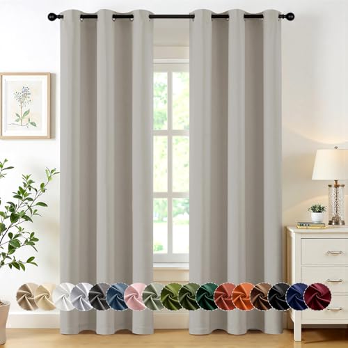 MIULEE Natural Blackout Curtains for Bedroom Living Room 84 Inches