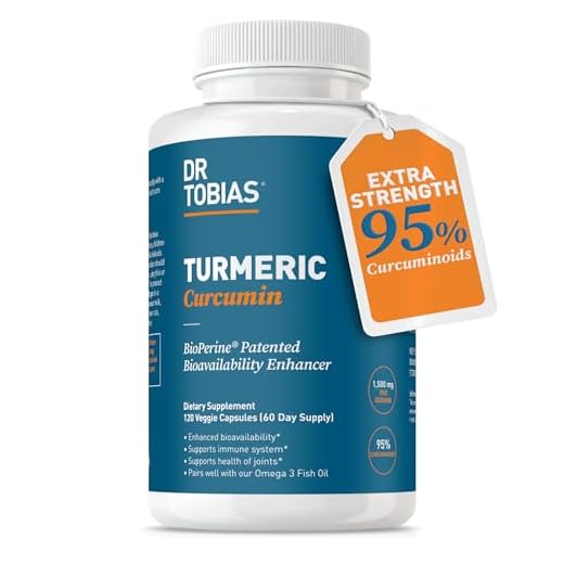 Dr. Tobias Turmeric Curcumin Supplement with BioPerine and Black Pepper, Extra Strength Curcumin Supplements 1500 mg with 95% Curcuminoids, for Joint Support, 120 Vegan Capsules (60 Day Supply)