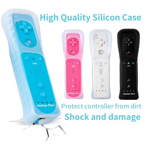 image for DTianSir 4Pack Motion Plus Wii Remote Controllers with Silicone Case &