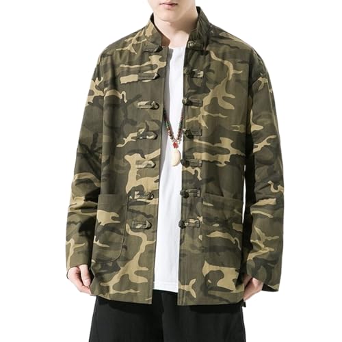 Men's Plus Size Vintage Tang Suit Jacket,Chinese Style Spring/Summer Stand Collar Frog Button Coat