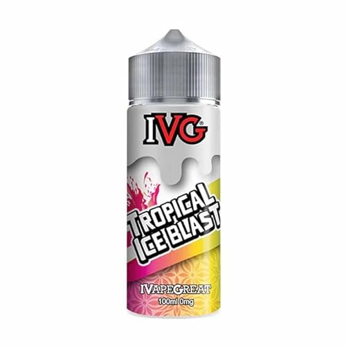 IVG 100ml E Liquid Nicotine Free Vape Shortfill - 70/30 VG/PG Vape Juice for Sub Ohm Vape Kits - Tamper Evident Sealed Shortfill Bottle with Childproof Cap (Tropical Ice Blast)