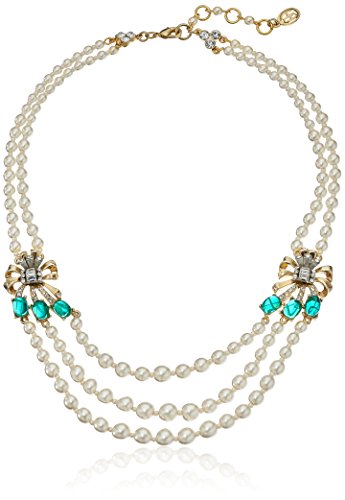 Ben-Amun Jewelry Golden Era Swarovski Crystal Bow Glass Pearl Strand Necklace For Bridal Wedding Anniversary #TOP6
