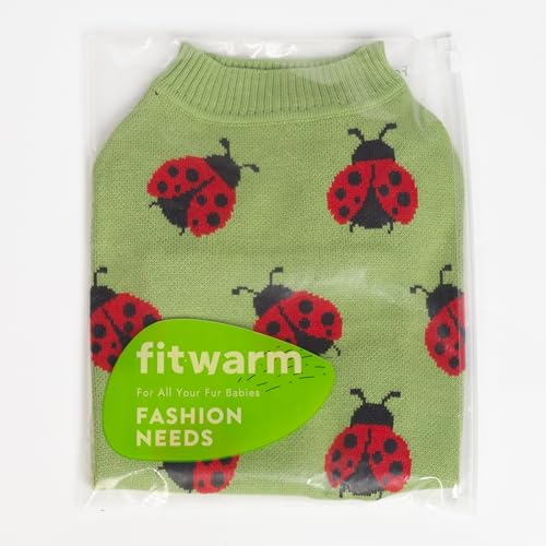 Image of Fitwarm Ladybug Dog Sweater, Warm Dog Winter Clothes for Small Dogs Boy Girl, Pet Outfit, Green, Red, Black, Large
