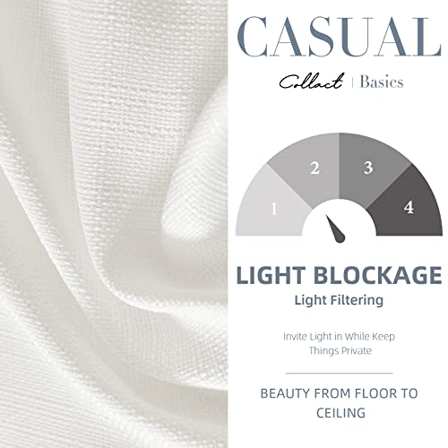 Collact White Curtains 84 Inch Length 2 Panels Set Linen Textured Casual Weave Living Room Curtain Light Weighted Drapes For Bedroom Grommet Top Light Filtering Farmhouse Window Treatments #TOP4