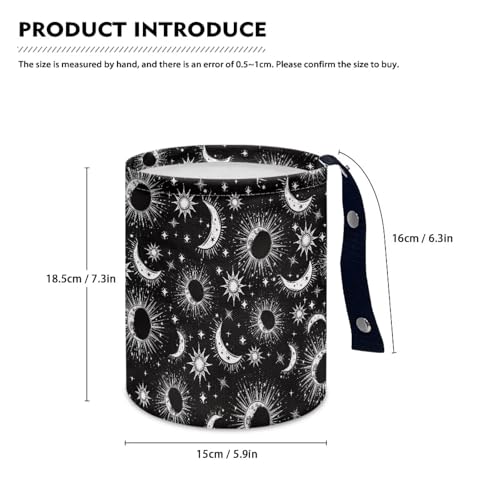 Image of Moon and Star Car Garbage Can Small Trash Can with Leak Proof Inside Liner and Hanging Strap Cars Organizer Portable Cars Essentials
