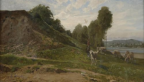 Poster Paysage avec moutons Daubigny 60x90cm pour mur salon