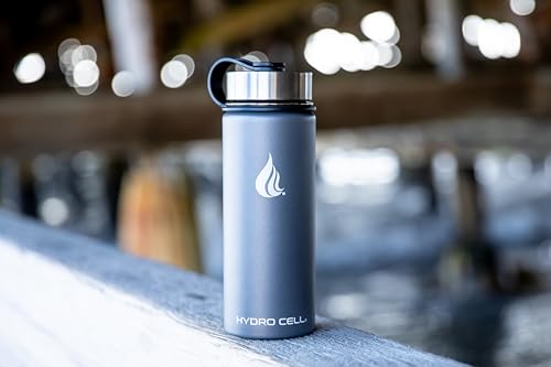Image of HYDRO CELL Stainless Steel Insulated Water Bottle with Straw - For Cold & Hot Drinks - Metal Vacuum Flask with Screw Cap and Modern Leakproof Sport Thermos for Adults (Graphite 18oz)