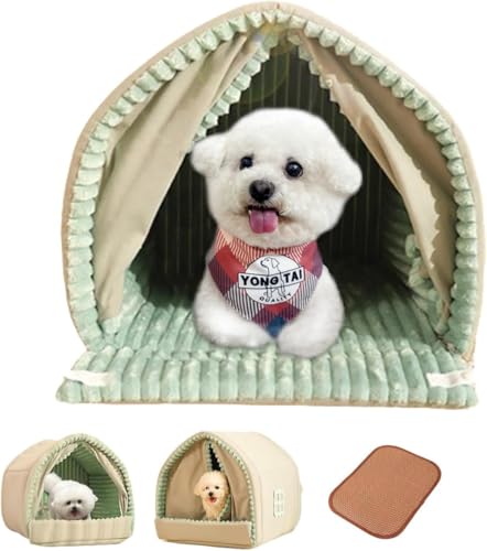 GERRBG 犬 ベッド ドーム ペットベッド ドーム型 ペットハウス 犬猫用暖かい 室内用 冬用 ふわふわ 洗える クッション付き 犬小屋 屋根付き 猫ハウス 犬 ス 犬猫用 快適 保温 寒さ対策 大型犬/中型犬/小型犬 用品 (S:39*36*36)