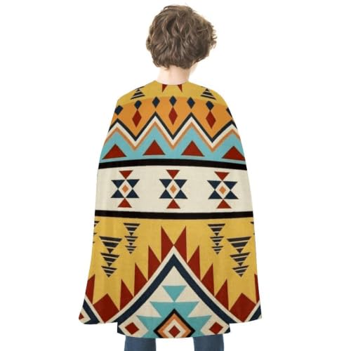 Vintage Western Aztec Navajo Reversible Halloween Cloak Blue Red Satin