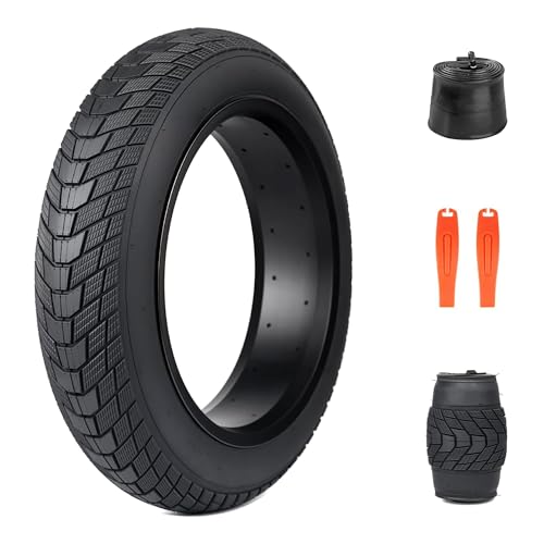 ZUKKA 1er-Pack E-Bike Reifen 20x3.0 Zoll Faltbarer Fett Fahrradreifen Mantel 74-406 30TPI Plus 1er-Pack Schlauch 20x3.0 AV35mm für E-Bike Mountainbike Heavy Duty E-Bike Mountain Snow Bike Reifen