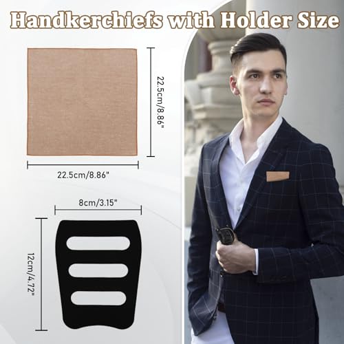 Image of LJBFNN Pocket Squares Handkerchiefs for Men Soft Cotton Mens Womens White Pocket Square with Holder for Suit Wedding Business