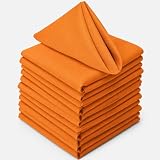 TableLinensforLess 17'x17' Polyester Cloth Napkins, Set of 12 (Pumpkin Orange) | Easy-Care, No-Iron Finish, Superior Color Retention, Machine Washable