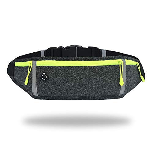 GORWRICH Running Belt with Waterproof Adjustable Elastic Strap, Sweatproof waistpacks with Large Capacity, Perfect for Running and Outdoor Activities (Grey)