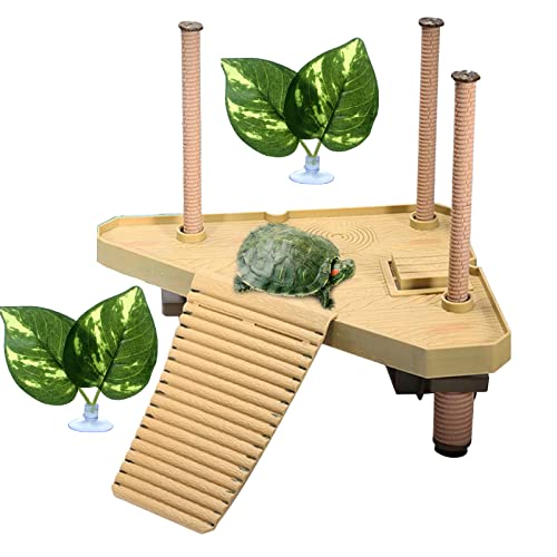 Plataforma Tortugas, Plataforma Flotante de Reptiles, Tortuga Flotante Basking Plataforma Con ventosa, eneldo verde para tortuga acuática de rana reptil pequeña(SIZE:M) Cover