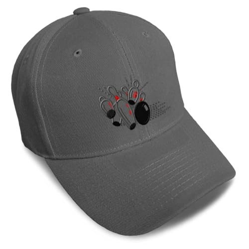Custom Baseball Cap Sport Bowling Ball Splash B Embroidery Bowling Acrylic Dad Hats for Men & Women Dark Grey Design Only