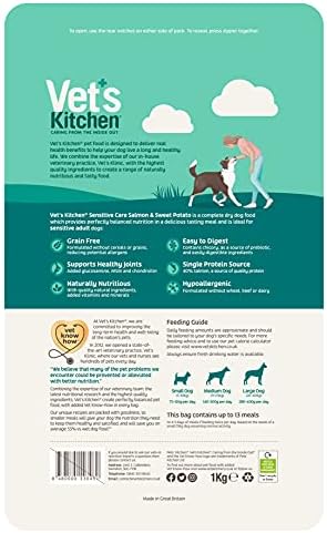 Vet's Kitchen - Grain Free - Complete Dry Dog Food - Sensitive Care Pork and Potato - Advanced Nutrition for your Adult Dog - 2.2kg