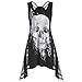 Produktbild Battnot Halloween Kostüm für Damen Tank Tops Ärmelloses Pullover, Frauen Spitze Patchwork Cosplay Party Lose Schädel Gedruckt Rundhals Oberseiten Tops Pulli Bluse Womens Sweatshirt S-XXL Schwarz Rot