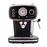 Cooks Professional 15-Bar Retro Espresso Coffee Machine with Frothing Steam Wand, Built-In Temperature Gauge, 1.2L Water Tank & Stainless Steel Drip Tray | Black & Copper - Image 4
