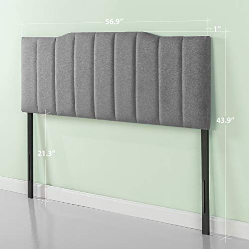 Zinus Upholstered Channel Stitched Headboard in Grey, Full by Zinus - Image 2
