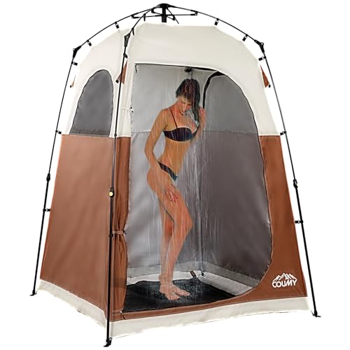 Coumy Instant Camping Shower Tent Privacy Shelter,Portable Outdoor Shower,Changing Room,Sun Shelter for Camping, Brown
