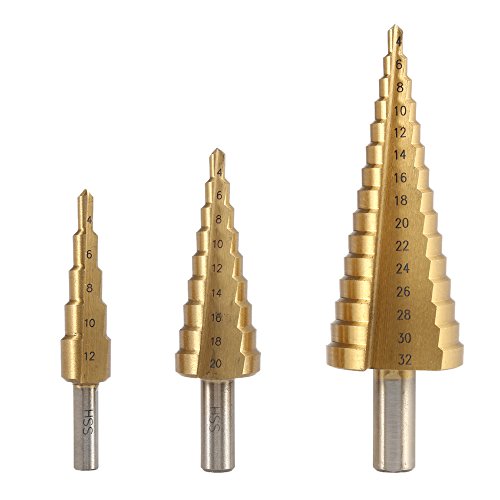 Gecheer 3pcs alta qualidade HSS titânio revestido flauta reta escalonado Bits pagode profissional br