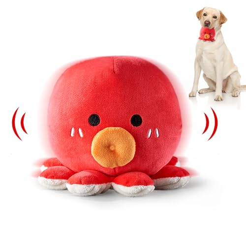 Interactive Dog Toy Ball, Rechargeable Jumping Plush Toy with Motion Activation for Small Large Dogs, Squeaky Moving Bouncing Ball for Pets Keep Busy Reduce Boredom, No Loud Music (Octopus)