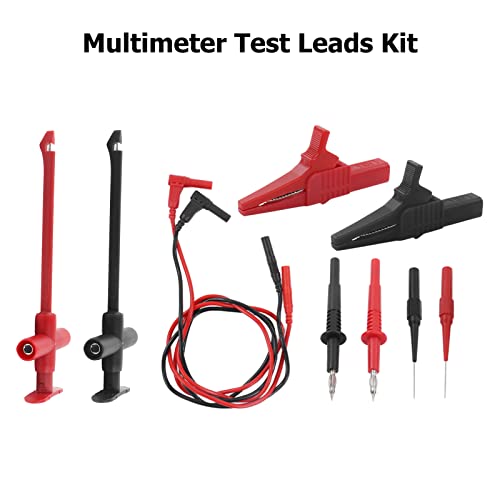 Image of Multimeter Alligator Clips Test Leads Kit, Eectrical Alligator Clips Probe Test Kit,19A JT8001‑1 Crocodile Clip Wire Piercing Needle Probe 0.7mm Multimeter Accessories for Electronic Repair