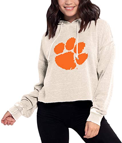 NCAA Clemson Tigers Womens Campus Hoodie, Oatmeal, Medium