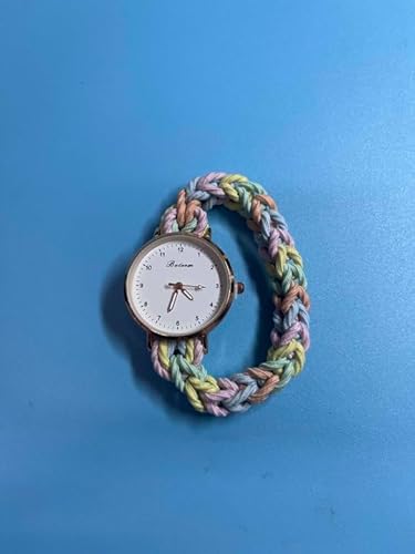 Women's Colorful Weave Elastic Band Quartz Wristwatch with Easy-Read Dial - Image 11