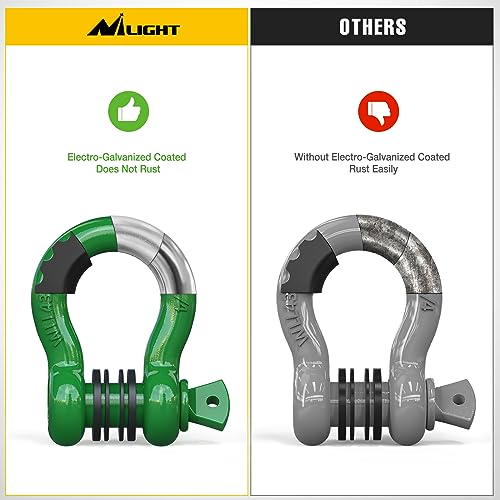 Image of Nilight 2 Pack 3 /4 inch D-Ring Shackle with 7 /8 inch Screw Pin 41,887lbs Break Strength, Heavy Duty Off Road Recovery Shackle with Isolators Washers for Use with Tow Strap, Winch, Off-Road Truck Vehicle