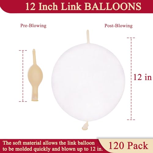 Image of 120 Pcs Link Balloons 12 Inch Linking Balloons for Birthday Wedding Party Festival Decorations (Clear)