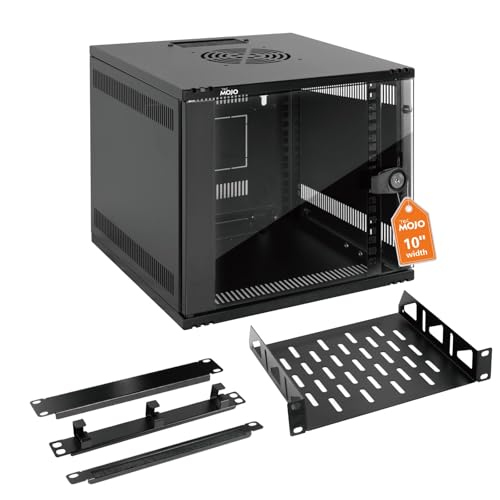 Tecmojo 6U 10 inch Rack, Wall Mount Network Cabinet Set,12.3W x 13D x 11.8H- Load Capacity 110Lbs(50 kg),Black 10