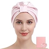 ZVBRSKM Seidenhaube Zum Schlafen, Rosa Bonnet Satin Mit Geschenkbox und Haarring, Bonnet Seide, Schlafhaube Aus Seide, Weiches Bonnet Für Haarpflege, Bequemes Bonett Für Die Nacht