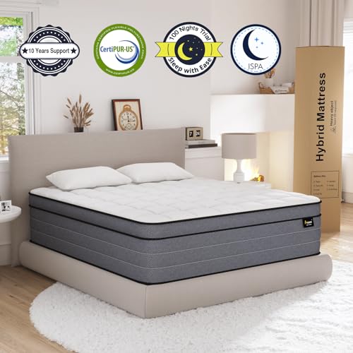 Ayeawo Queen Mattress, 14 Inch Hybrid Mattress Queen Size with Gel Memory Foam and Individual Pocket Springs,Pressure Relief & Motion Isolation,Upgraded Support Firm Queen Mattress in a Box