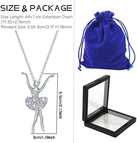 jagosen Ballerina Necklace Silver Dancing Ballet Gifts for Girls Crystal Lover Gifts for Christmas Women Girls